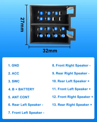 Vista 2 de Hikity Arnés de cableado de 16 pines Adaptador ISO para radio de coche Android Universal ISO Estándar Conector de radio hembra con cables de control