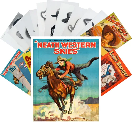 Vista 9 de PIXILUV Postales vintage 24 piezas Western Vintage película cartel salvaje oeste vaqueros indios acción