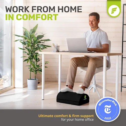 Vista 2 de ErgoFoam Reposapiés para debajo del escritorio de trabajo - Aprobado por quiroprácticos 2en1 ajustable Premium Reposapiés debajo del escritorio