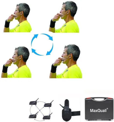 Vista 2 de Auriculares de árbitro 3 árbitros hablan al mismo tiempo Auriculares de fútbol inalámbricos Sistema de comunicación de árbitro de fútbol (3 árbitros)