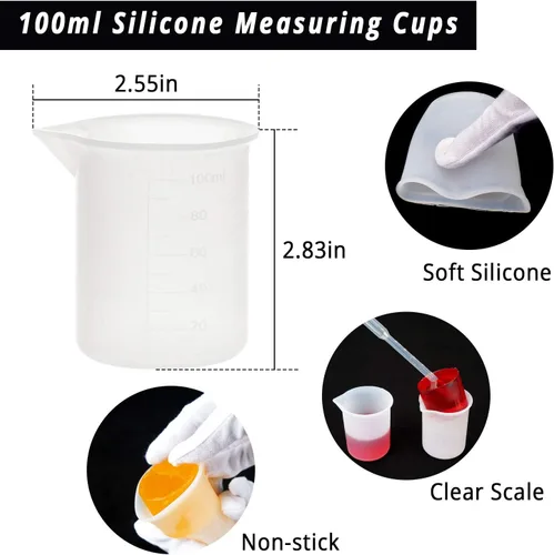 Vista 3 de Gartful Vasos medidores de silicona de 3.4 fl oz para mezcla de resina, 6 tazas mezcladoras para resina epoxi, moldes de fundición de joyas, pintura