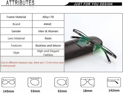 Vista 5 de Sun Gafas de lectura fotocrómicas Hombres visión ajustable Con dioptría multifocal Gafas progresivas (azul, SPH 0 ADD+300)