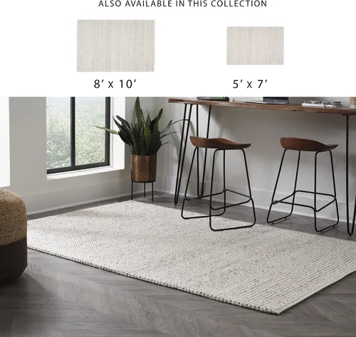 Vista 5 de Signature Design by Ashley Jossick - Alfombra neutra de pelo bajo de 5 x 7 pies, color beige y gris