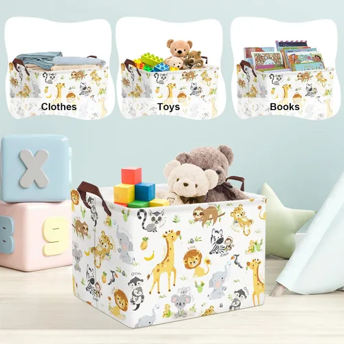 Vista 5 de Clastyle Cesta rectangular de almacenamiento para bebé, grande, plegable, para juguetes, cuarto del bebé, aula, libros, estantería, toalla de ducha