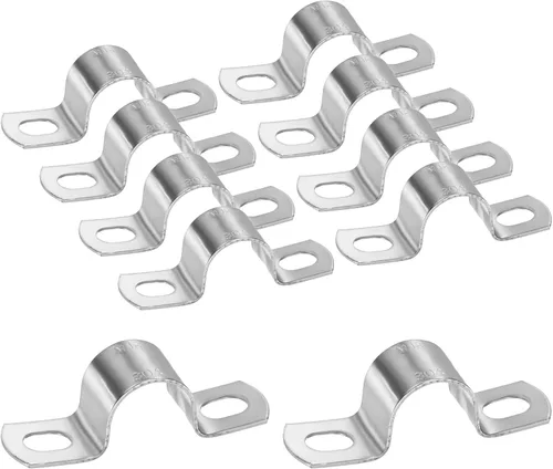Vista 59 de M METERXITY Paquete de 3 abrazaderas de conducto, correa rígida de acero inoxidable 304 de 3-1/2 pulgadas M89 U con 2 agujeros