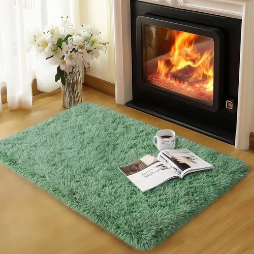 Vista 76 de qulint Alfombra negra para dormitorio, alfombra de área pequeña de 2 x 3 pies para habitación de niños, alfombra suave y mullida para sala de estar