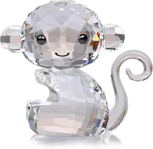 Vista 7 de DOJOZ Monos alegres de cristal, lindos animales, encantadoras decoraciones de manualidades para el hogar, adornos de Navidad, figuras coleccionables