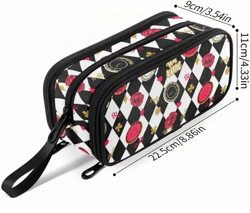 Vista 2 de Fustylead Alice - Estuche de ajedrez para lápices con cremallera, bolsa de maquillaje, bolsa de cosméticos, bolsa de viaje multiusos, caja