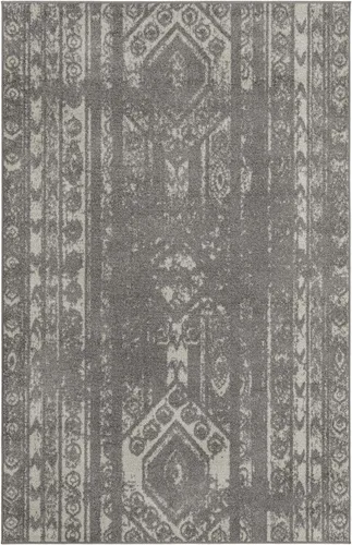 Vista 60 de Unique Loom Lennon Collection - Alfombra de área Zal (2 pies x 3 pies 1 pulgada, rectangular, gris y marfil)