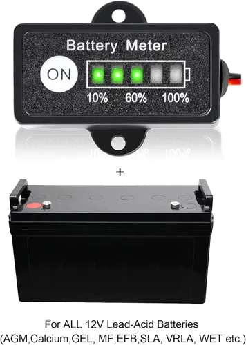 Vista 5 de Medidor de batería de 12 V, indicador de batería de plomo-ácido, medidor de combustible, monitor y probador para motocicleta, carritos de golf
