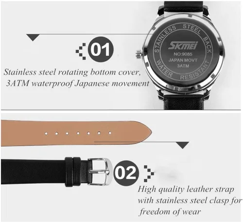Vista 6 de IJAHWRS Reloj analógico para mujer, reloj de pulsera de cuarzo para mujer, correa de cuero, cara grande, divertido y lindo reloj