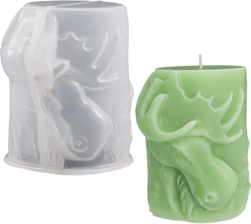 Vista 2 de Molde de silicona de fundición de resina animal de cilindro de ciervo para decoración casera y fabricación de velas Molde espiral de onda