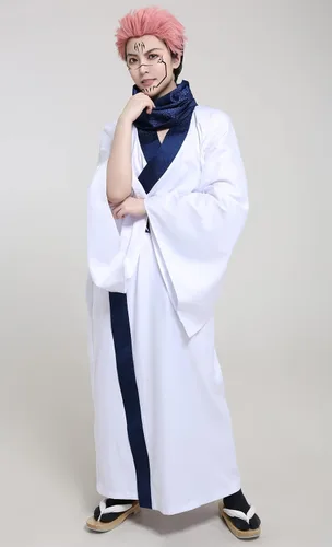 Vista 4 de Haikyuu Disfraz de cosplay de anime para hombre casual bata tipo kimono con bufanda Obi
