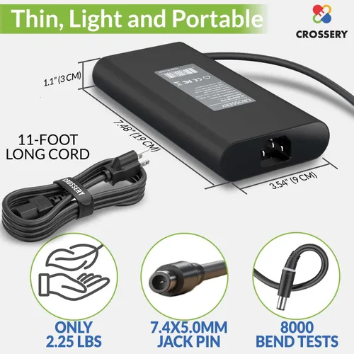 Vista 4 de Nuevo cargador delgado de 240 W para laptop Dell - Cargador de laptop Dell de 240 vatios apto para G3 G5 G7 G15 y Alienware M15 M17 M17x x51