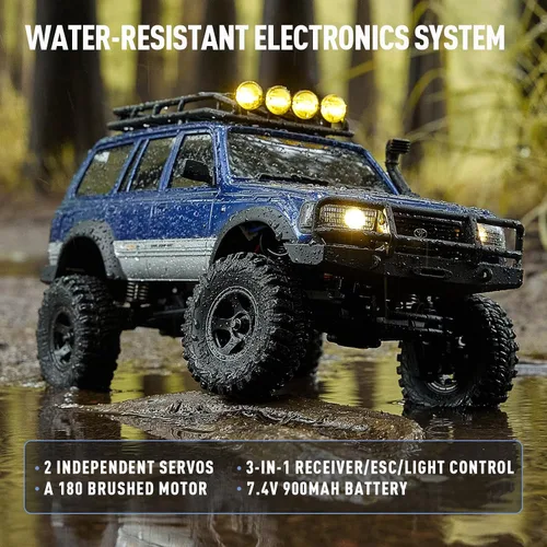 Vista 3 de BEEZRC FMS RC Crawler 1/18 FCX18 Land Cruiser LC80 RTR Toyota con licencia 4WD RC Rock Truck 2.4Ghz 900mAh Hobby Grade RC Car Model Mini Auto de Azul