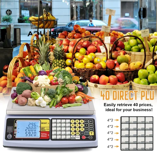 Vista 3 de Bonvoisin Escala de cálculo de precios 66 lb Escala comercial de productos alimenticios para mercados de agricultores, COC # 14-041