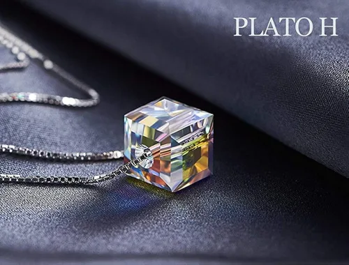 Vista 3 de PLATO H Collar de plata de ley S925 con colgante de cristales cúbicos para mujer, sin alergias, regalos únicos de joyería con exquisita caja