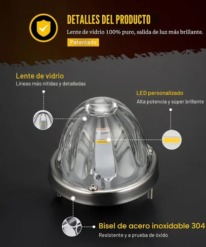 Vista 3 de Partsam 2 luces de cristal de sandía [patentadas] con lente transparente ámbar LED de marcador lateral luces intermitentes con bisel de repuesto