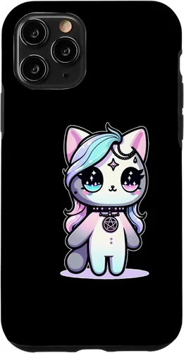 Vista 10 de Funda estética oculta espeluznante para iPhone 15 Kawaii Pastel Cat Ouija