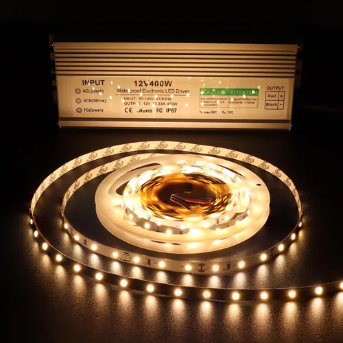 Vista 5 de Controlador LED de 400 vatios, transformador de bajo voltaje de 12 V CC, fuente de alimentación LED IP67 impermeable, adaptador con enchufe de 3