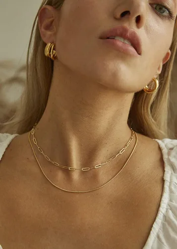 Vista 2 de BOUTIQUELOVIN - Collar de cadena de eslabones, de oro de 14 quilates, para mujeres y niñas