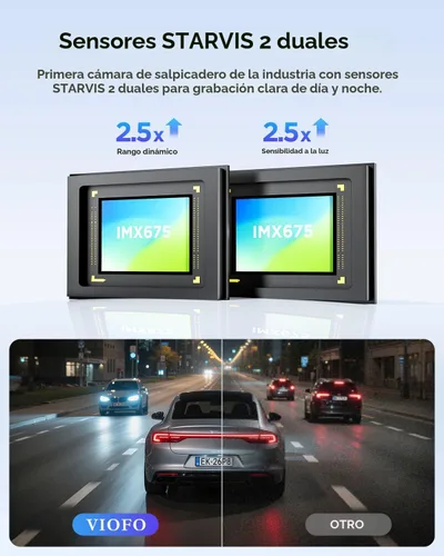 Vista 3 de VIOFO A229 Plus Dash Cam frontal y trasera, 2K Dual STARVIS 2 Sensores