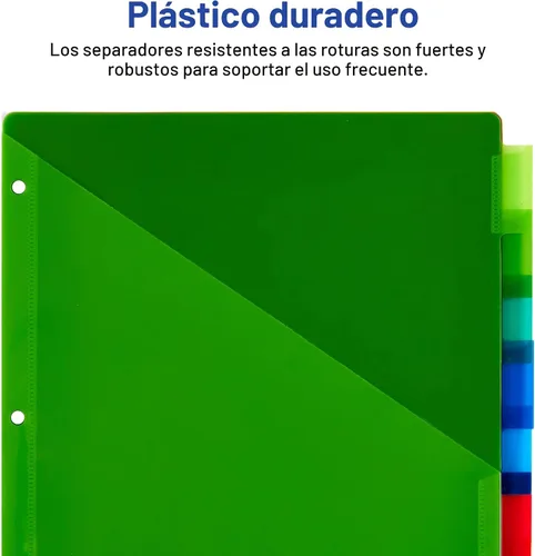 Vista 5 de Avery Separadores de plástico insertables para carpetas de 3 anillas, 8 pestañas por juego, pestañas grandes, dos bolsillos, separadores de carpetas