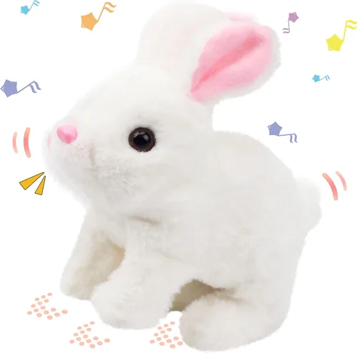 Vista 52 de Hopearl - Conejo saltarín con campana, interactivo, mascota electrónica de peluche con sonidos y movimientos, orejas que se mueven y nariz que se