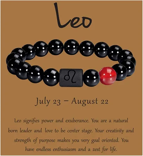 Vista 2 de Pulsera de cuentas de ónix negro natural con 12 constelaciones de constelación, horóscopo para parejas, hecha a mano, elástica, para pareja