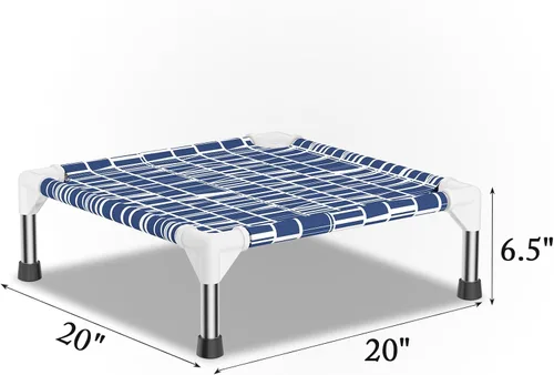 Vista 6 de Cama elevada para perros: tela suave y cómoda, fácil de limpiar, marco de acero inoxidable, diseño elevado para circulación de aire, cuna duradera