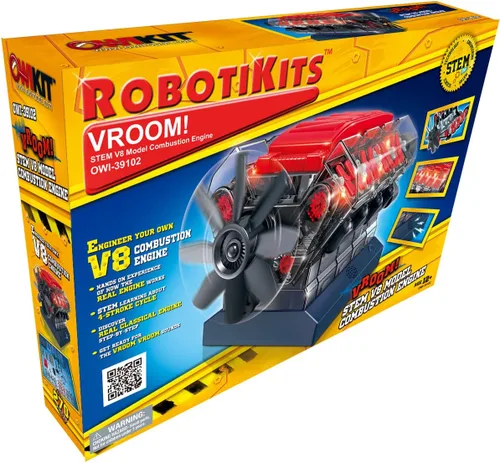 Vista 3 de OWI Inc Robotics Vroom! Motor de combustión modelo V8 Stem V8, kits educativos de cumpleaños STEM para bricolaje a partir de 12 años