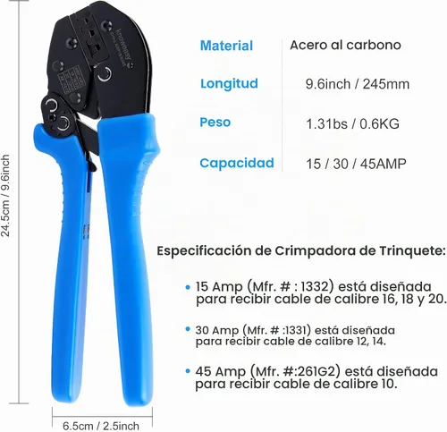 Vista 3 de Knoweasy Engarzadora Powerpole, herramienta de crimpado de amplificador para conectores de 15, 30 y 45 amperios, herramienta de crimpado Powerpole