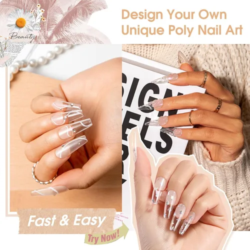Vista 5 de Rosalind Gel de extensión de poliéster acrílico transparente, paquete de 2 unidades de gel de uñas de 2.1 onzas líquidas, constructor de uñas