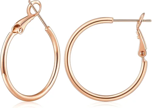 Vista 16 de Gacimy Aretes de aro de oro para mujer, aros finos chapados en oro de 14 Negro