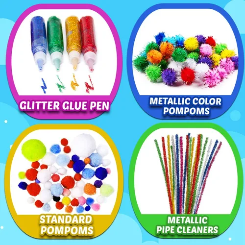 Vista 2 de Goody King Suministros de artes y manualidades para niños – Kit de tarros de suministros de arte para estudiantes de 4 5 6 7 8 9 10 años – Juego