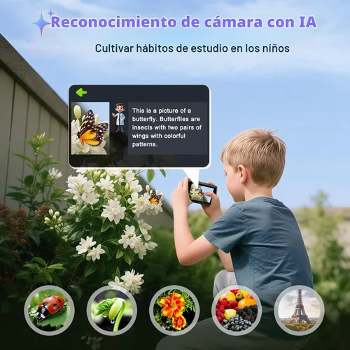 Vista 3 de Cámara digital AI, cámaras WiFi para fotografía con reconocimiento de objetos, cámara digital compacta de apuntar y disparar con doble lente, flash