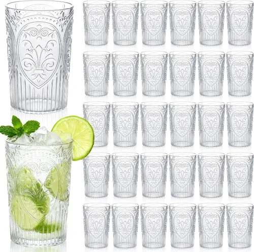 Vista 20 de 24 vasos de plástico vintage para agua potable de 16 onzas, a Verde