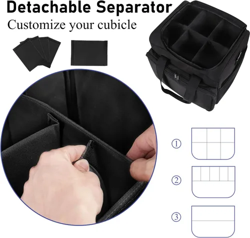 Vista 5 de Bolsa organizadora de cables, caja organizadora de cables, bolsa de almacenamiento de cables electrónicos con divisor ajustable, bolsa
