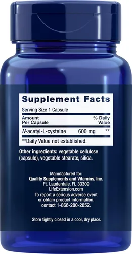 Vista 2 de Life Extension N-Acetyl-L-Cisteína (NAC) 600mg, 150 Cápsulas