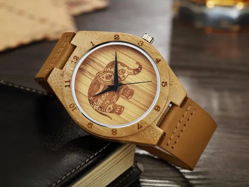 Vista 4 de MW Watches Reloj de madera elefante mujer cuero genuino, Classic