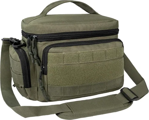 Vista 12 de opux Lonchera táctica para hombres, bolsa de almuerzo aislada negra para hombres adultos, enfriador de almuerzo suave a prueba de fugas