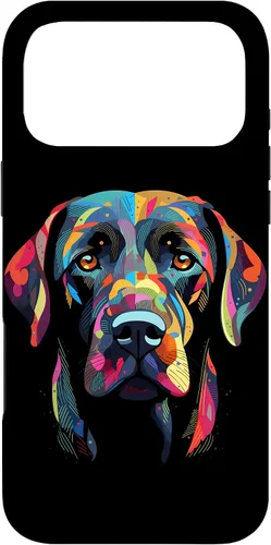 Vista 22 de Labrador Retriever - Carcasa para iPhone 17, diseño de cara de perro, color negro
