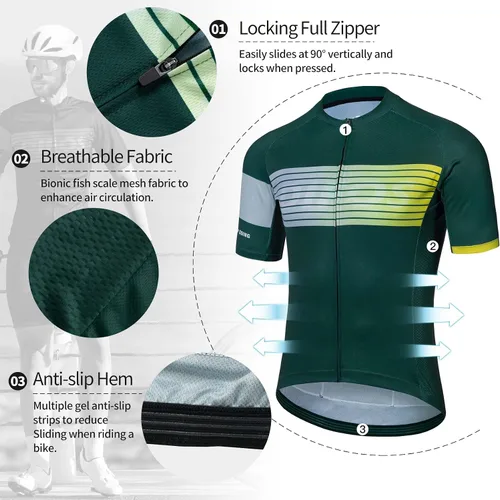 Vista 3 de Men's Cycling Jerseys Short Sleeve MTB Mountain Bike Jersey Honeycomb Breathable Mesh with 3 Pockets