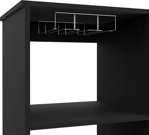 Vista 6 de FM FURNITURE Hype - Armario de bar con 12 cubos de vino, 2 cajones, estante de vidrio y estante, color negro