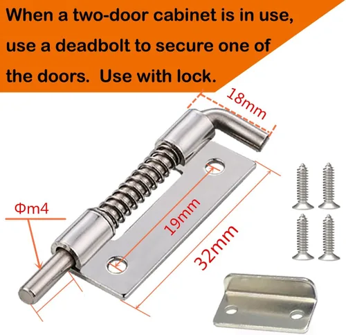 Vista 4 de Cerradura de seguridad pesada para armario con llaves (con llave similar), puerta doble individual, uso general, se adapta a paneles de madera