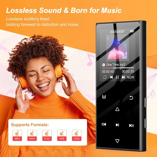Vista 6 de Reproductor MP3 de 128 GB con Bluetooth 5.3 - Reproductor de música SWOFY D50 con altavoz HD integrado, radio FM, grabadora de voz, sonido de alta