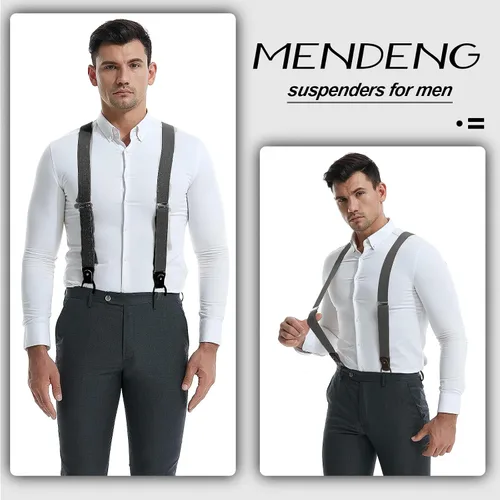 Vista 18 de MENDENG Tirantes de gancho giratorio de bronce vintage con 4 tirantes ajustables para hombre