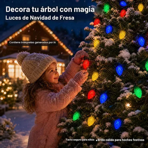 Vista 2 de ITICdecor C7 - Guirnalda de luces solares de fresa de 31 pies, 50 luces LED