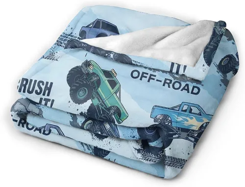 Vista 3 de Perinsto Manta de Monster Trucks, ultra suave y cálida para todas las estaciones, manta decorativa de forro polar para niños, regalos para niños