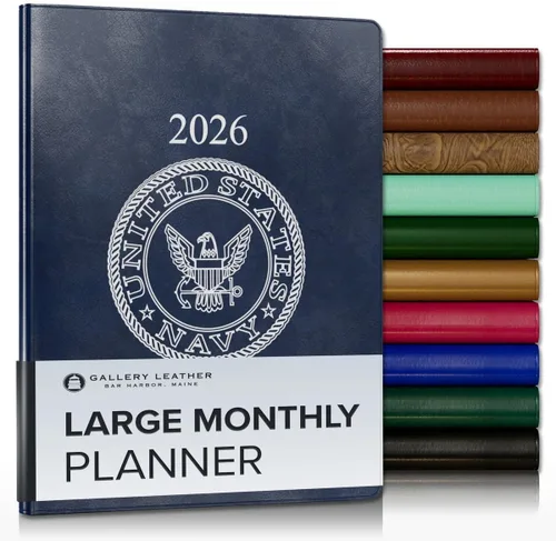 Vista 62 de Gallery Leather Agenda mensual grande 2026-2027 Acadia Navy Acadia Marina